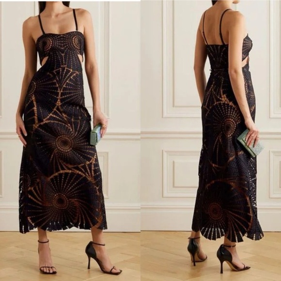 Jonathan Simkhai Jamie Cutout Guipure Midi Dress UK‎ 12 US 8 - Picture 1 of 11